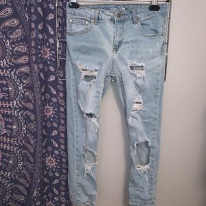 light washed ripped jeans